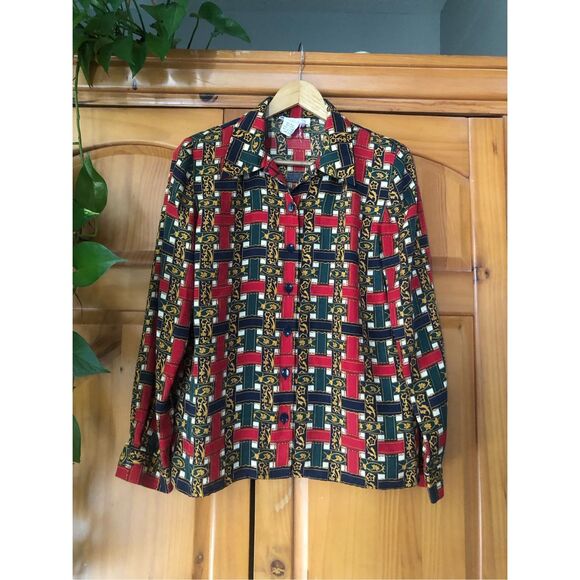 Talbots 100% Silk Vintage Retro Top Blouse Women SZ10 - Picture 1 of 9